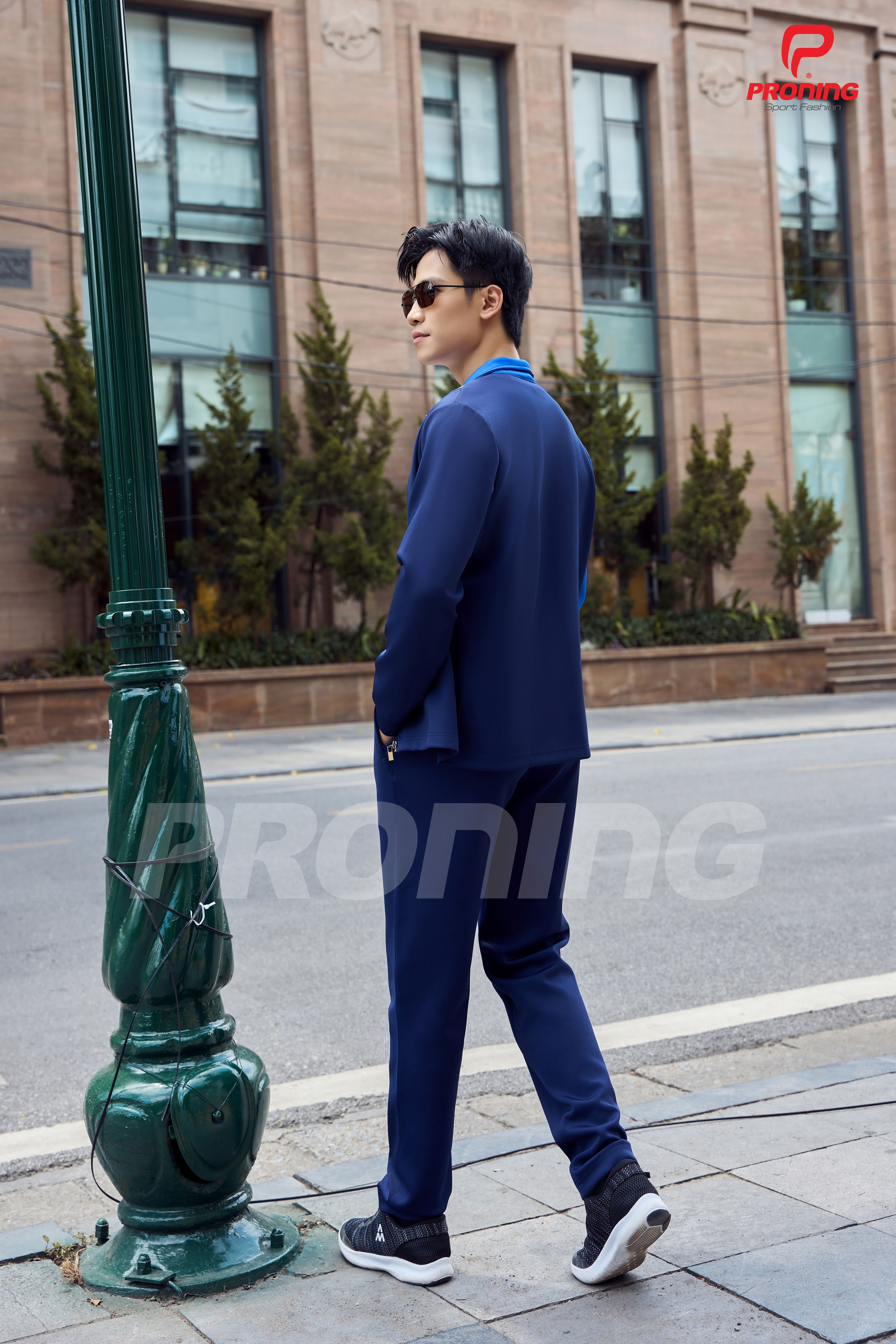 Bộ nỉ thể thao nam MDB-255 navy phối xanh bích